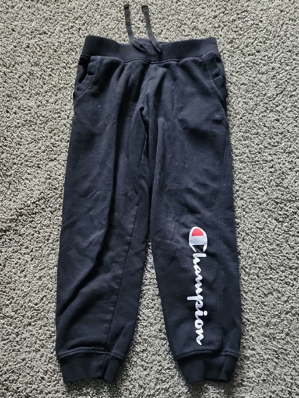 Champion Kids Black Jogger Sweatpants with White & Red Logo